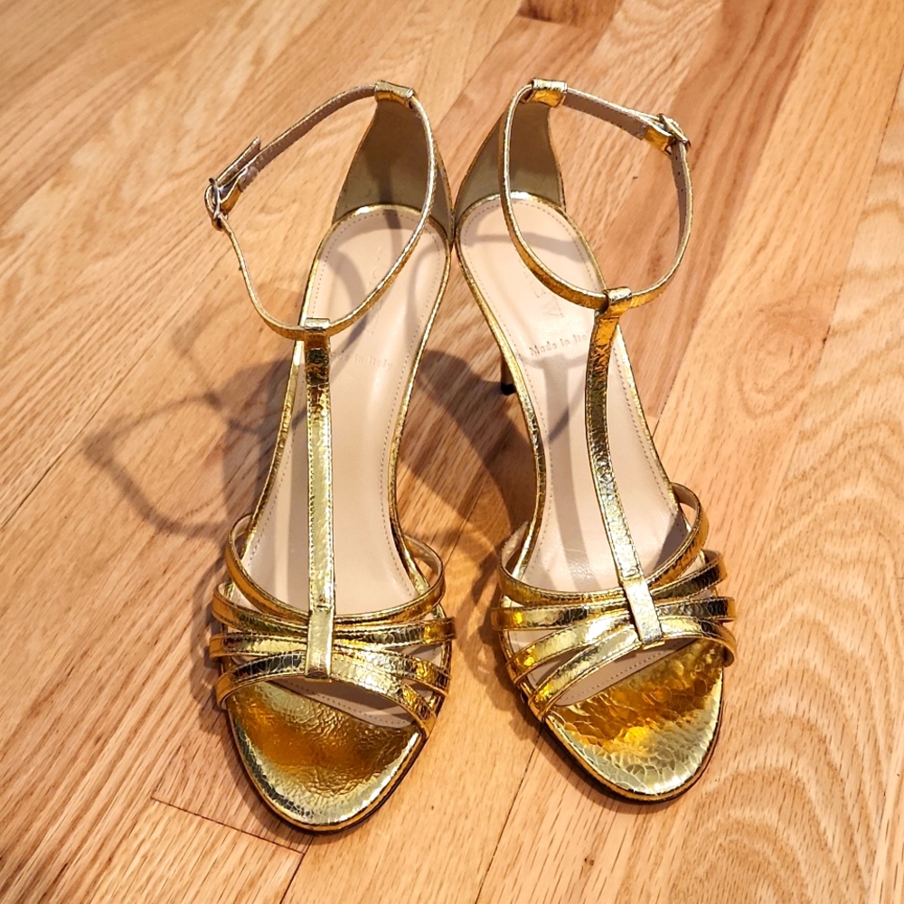 Gold t-strap sandals J. Crew